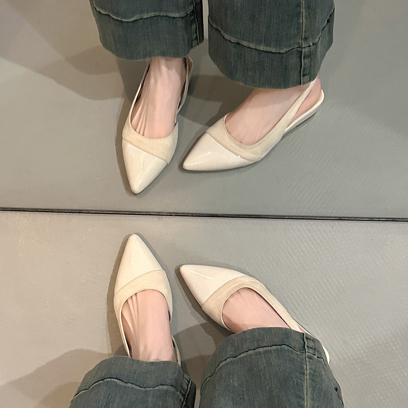 Damen Slingback-Flats mit spitz zulaufender Zehenpartie aus weichem Wildleder und glänzender Oberfläche Drune