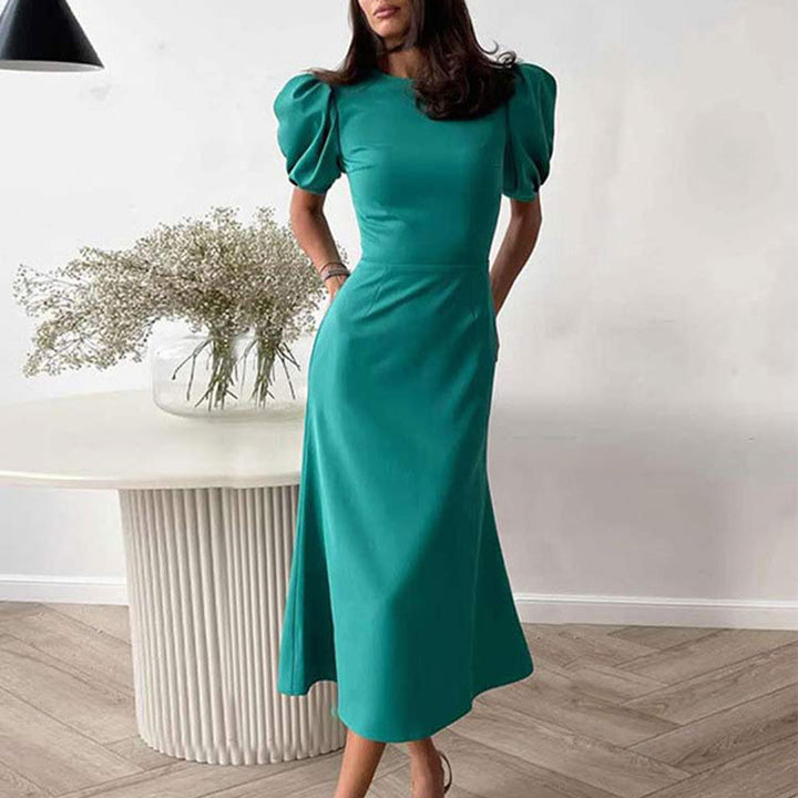 Damen Maxikleid mit voluminösen Ärmeln und figurbetontem Schnitt Drune