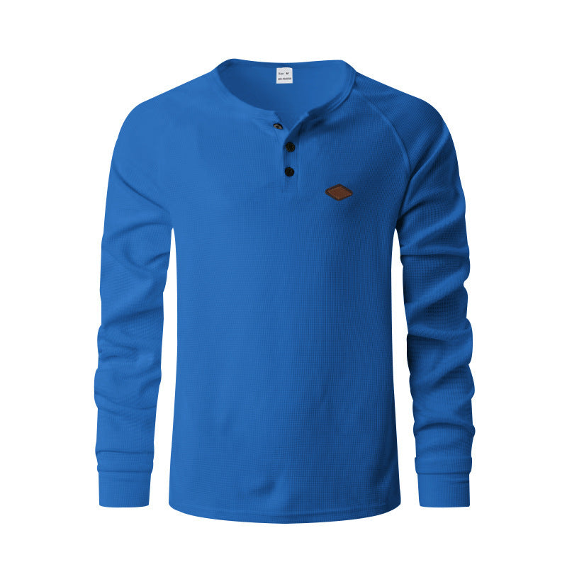 Herren Langarmshirt mit Knopfleiste und Struktur Drune