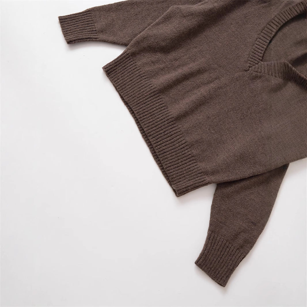 Damen gemütlicher Strickpullover mit V-Ausschnitt und großzügigem Schnitt Drune