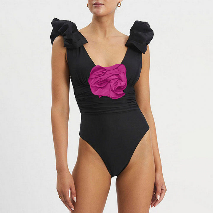 Damen Badeanzug mit elegantem Wickeldetail und langem, ombrefarbigem Rock Drune