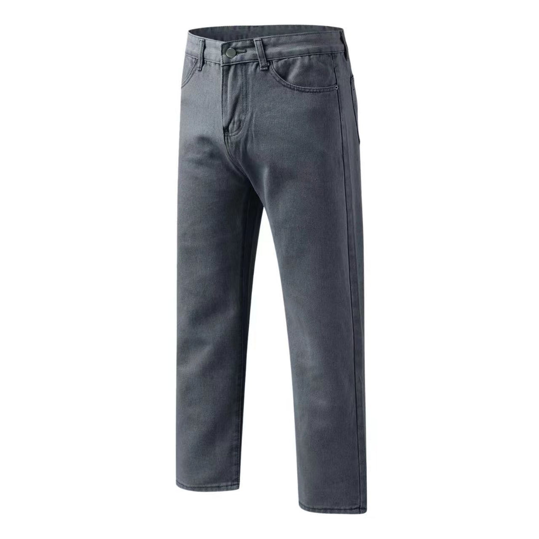 Damen gerade geschnittene Jeanshose mit hohem Bund und klassischen Details Drune
