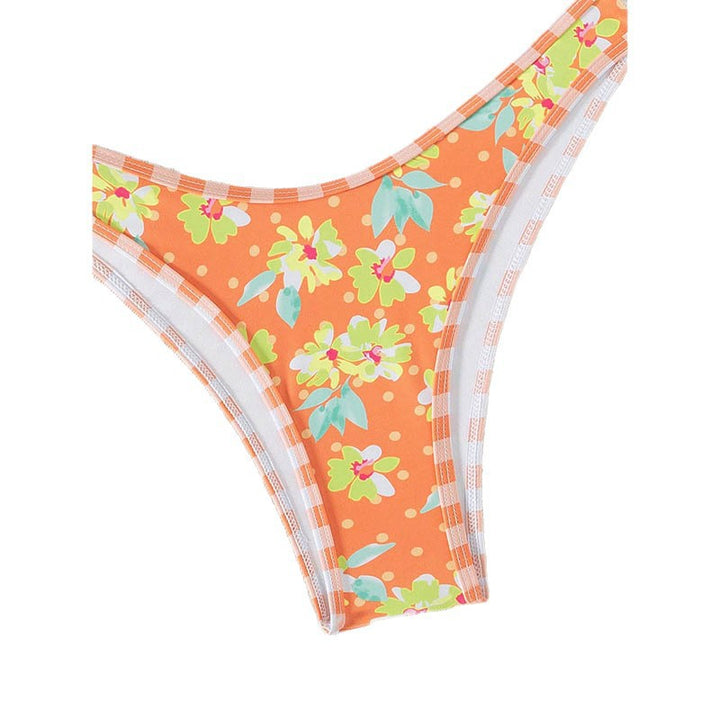 Damen Triangel-Bikini mit floralem Design und verspielten Bindebändern Drune