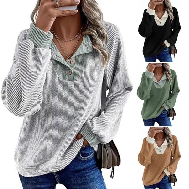 Damen lässiger Pullover mit modischem Kragen Drune
