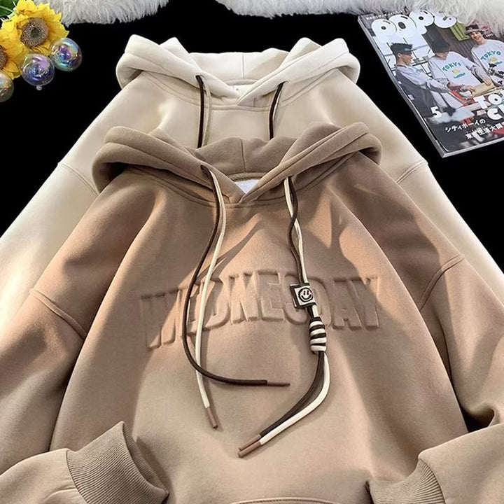 Damen modischer Kapuzenpullover mit auffälligem Schriftzug und hochwertigem Material Drune