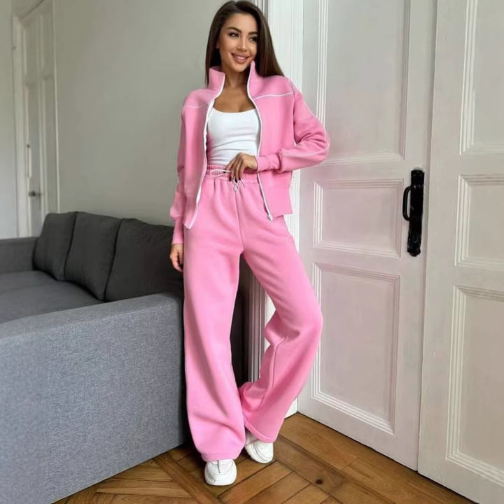 Damen Sportliches Sweat-Set mit hohem Kragen und weitem Schnitt Drune
