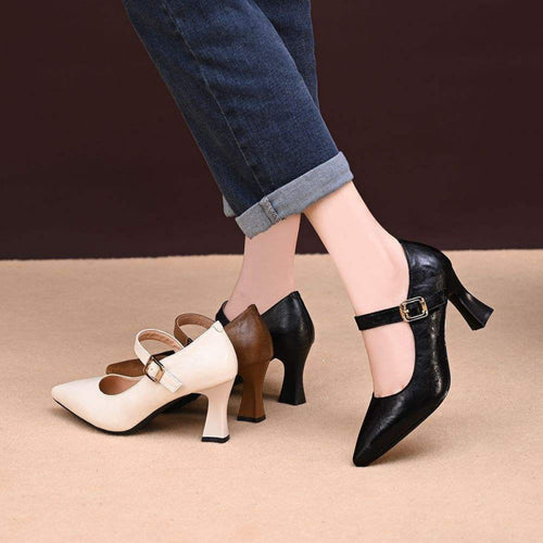 Damen Elegante Mary Jane Pumps mit dezentem Schnallen-Detail Drune