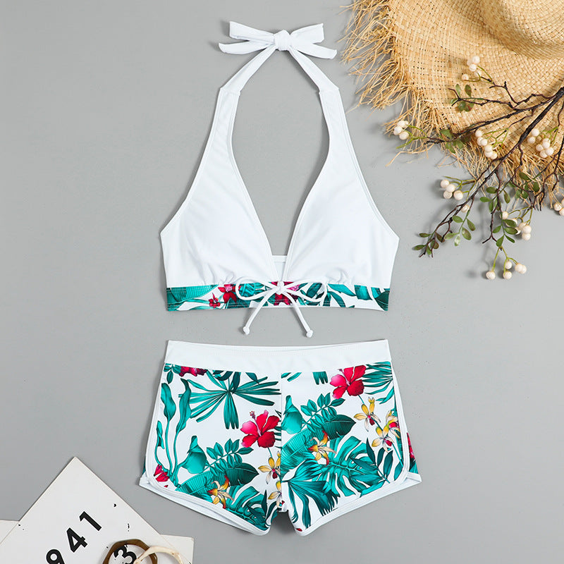 Damen Bikini-Set mit floralem Muster und herausnehmbarem Push-Up-BH Drune