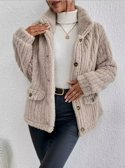 Damen Kuschelige Fleecejacke mit aufgesetzten Taschen Drune