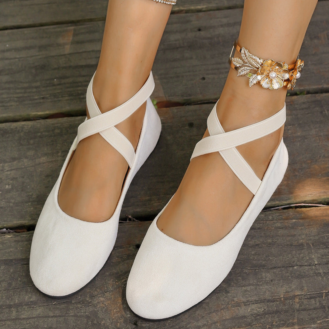 Damen Bequeme und elegante Ballerinas mit kreuzenden Riemen Drune