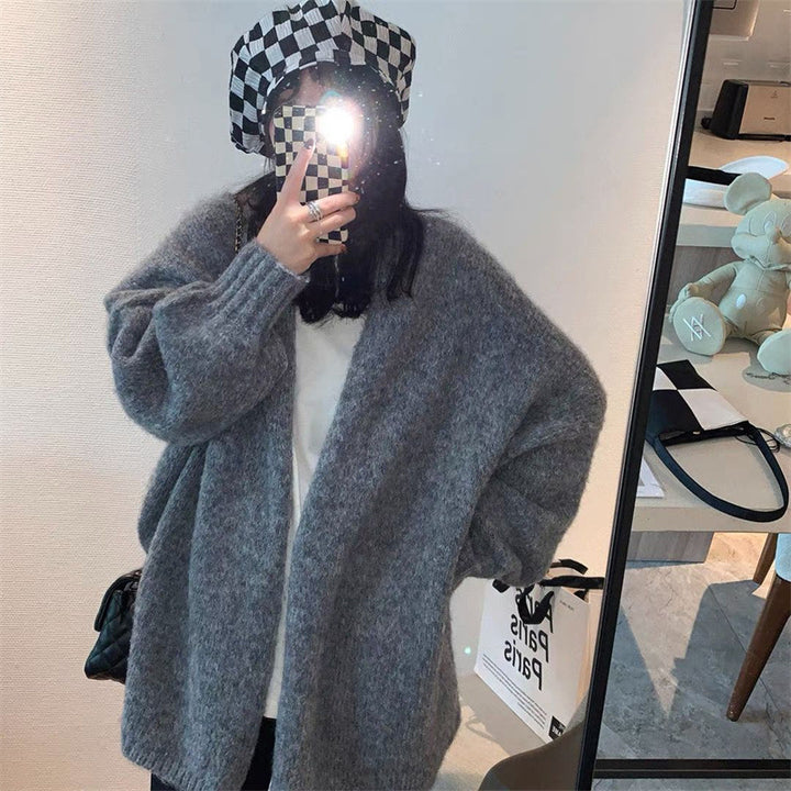 Damen Übergroßer und weicher Strickcardigan mit offenen Vorderteilen Drune