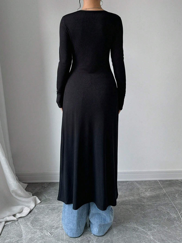 Damen Langstrickjacke mit V-Ausschnitt und Knopfverschluss Drune