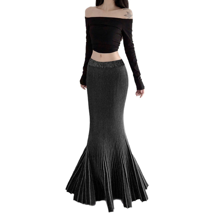 Damen Maxirock mit eleganter Rippenstruktur und modischem Glockenlauf Drune