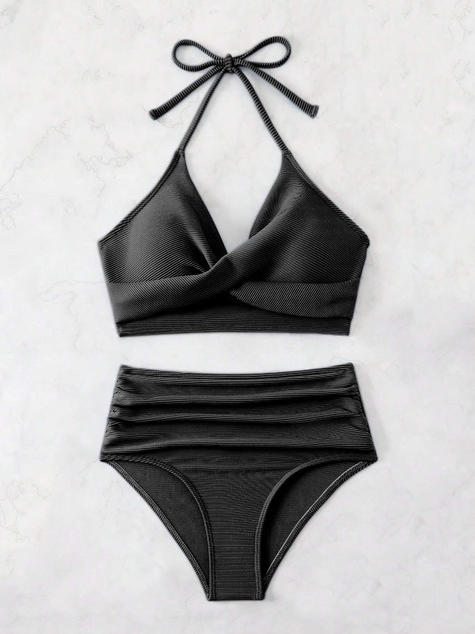 Damen Bikini-Set mit hohem Taillenbund und elegantem Wickeldesign Drune