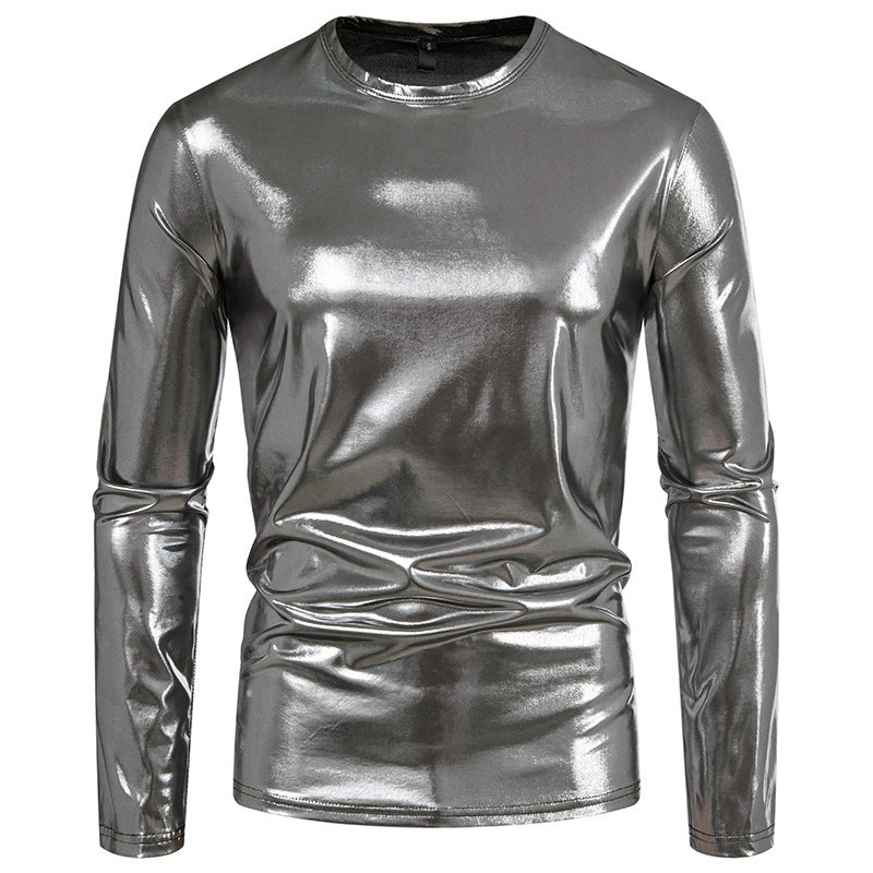 Herren stylisches Langarmshirt aus glänzendem Material Drune