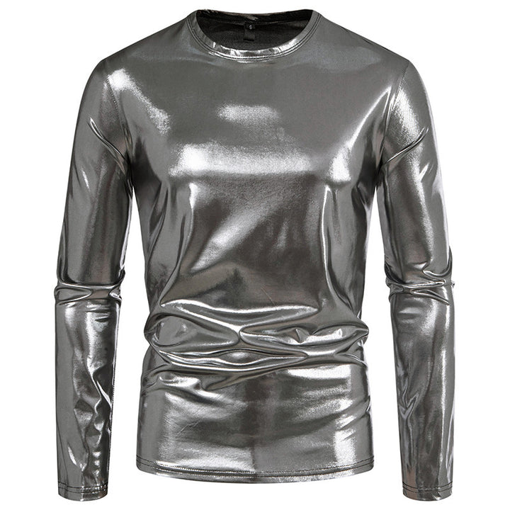 Herren stylisches Langarmshirt aus glänzendem Material Drune