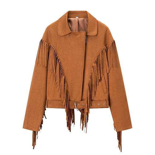 Damen modische Fransenjacke im Western-Stil Drune