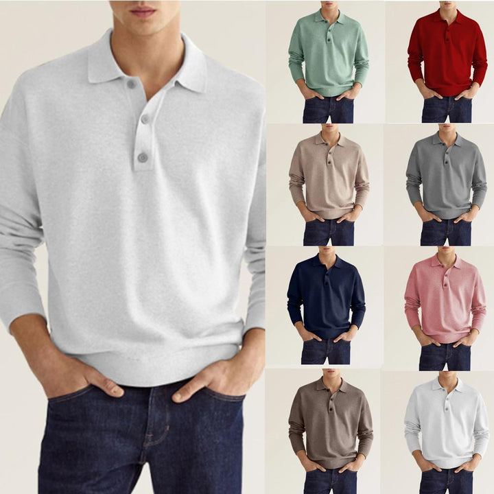Herren elegantes Poloshirt aus atmungsaktivem Baumwollmix mit Knopfleiste Drune