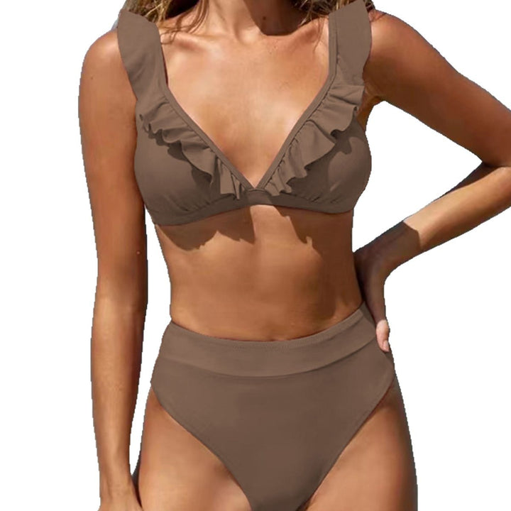 Damen Raffiniertes Triangel-Bikini-Set mit Rüschendetails Drune