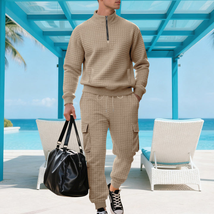 Herren Funkelndes Freizeit-Ensemble mit hohem Kragen und praktischen Taschen Drune