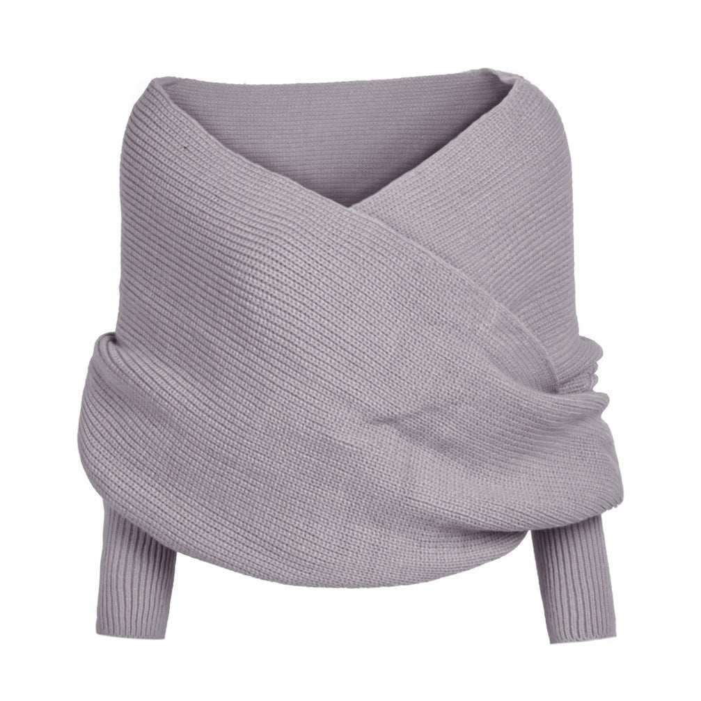Damen Stricktragejacke mit Wickeldesign und langen Ärmeln Drune
