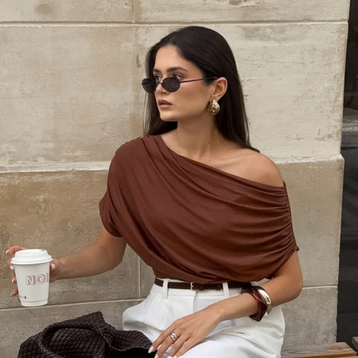 Damen asymmetrisches Oberteil mit lässigem Drapierungsdesign Drune
