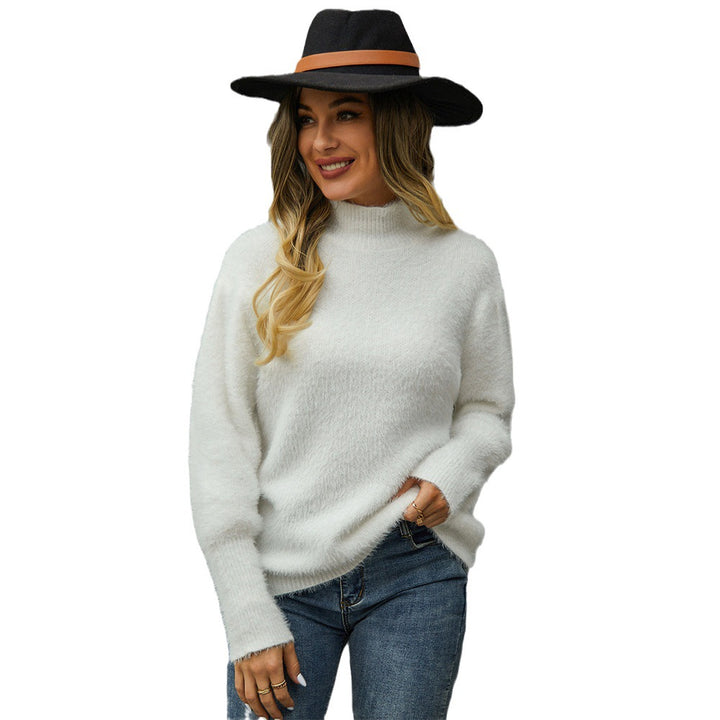 Damen kuscheliger Hochkragenpullover mit voluminösen Ärmeln Drune