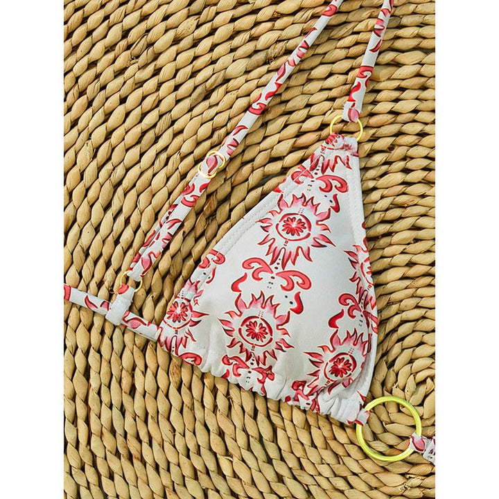 Damen Triangel-Bikini mit goldenen Ring-Details und verstellbaren Bändern Drune