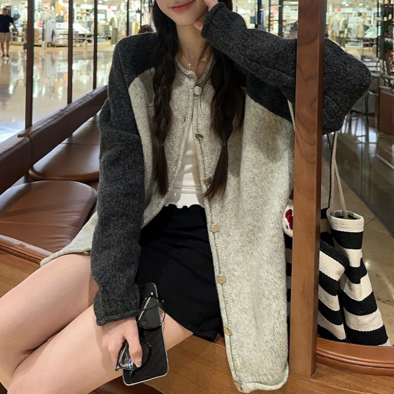 Damen wollene Oversized Jacke mit Knopfverschluss und lässigem Schnitt Drune