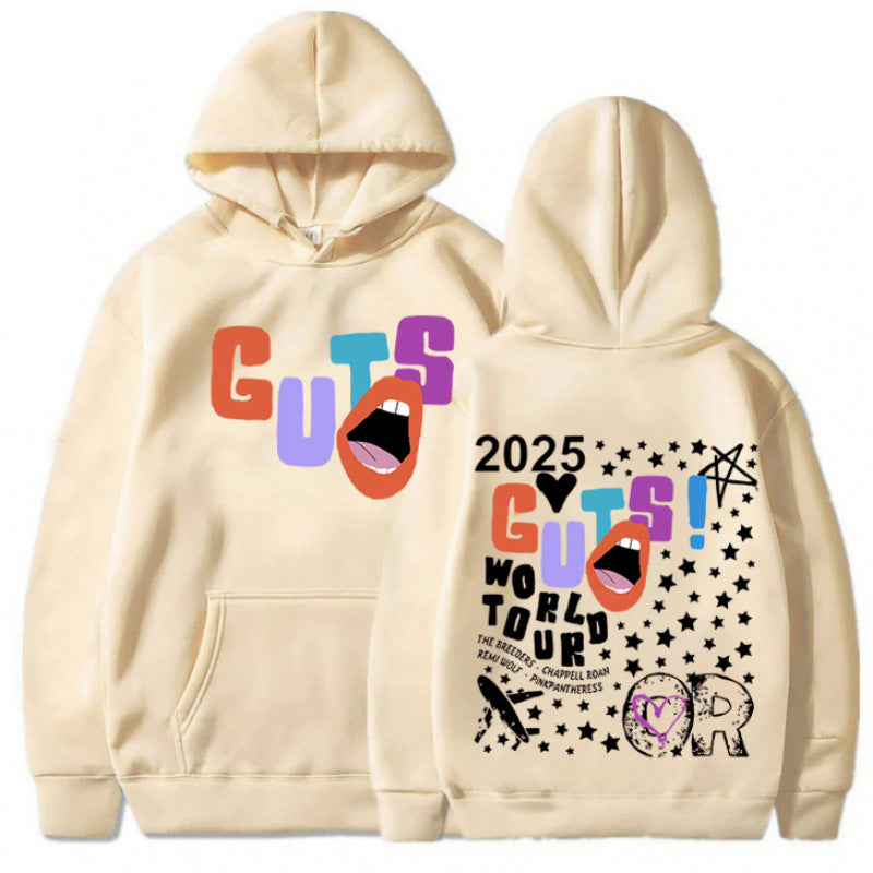 Damen Kapuzenpullover mit kreativen Grafikelementen und einzigartigem Tour-Print Drune