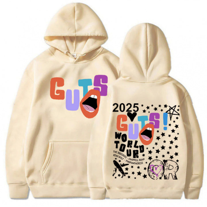 Damen Kapuzenpullover mit kreativen Grafikelementen und einzigartigem Tour-Print Drune
