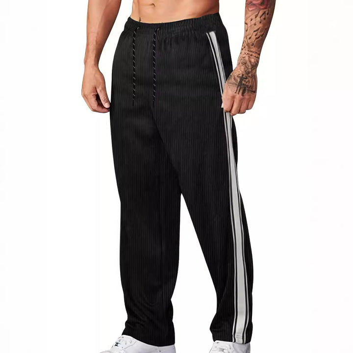 Herren nan gerippte Relax-Jogginghose mit weitem Bein, seitlicher Paspel und elastischem Kordelbund Drune
