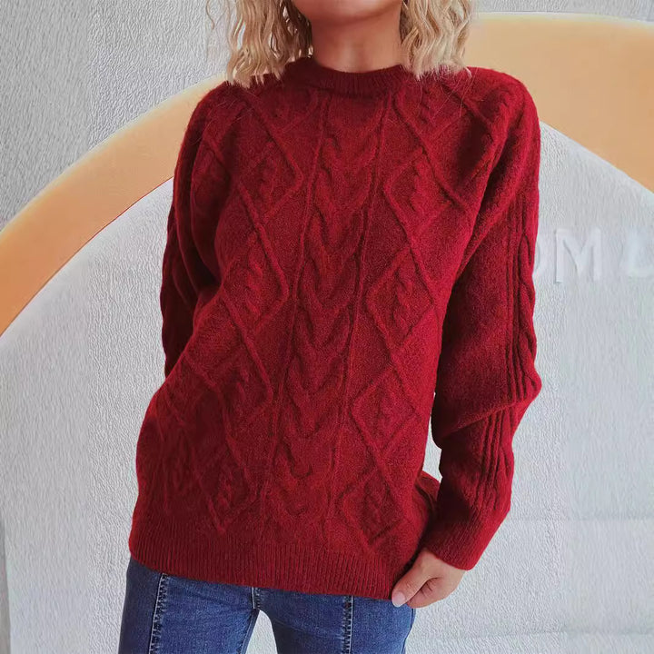 Damen Grobstrukturierter Strickpullover mit Zopf-Design Drune