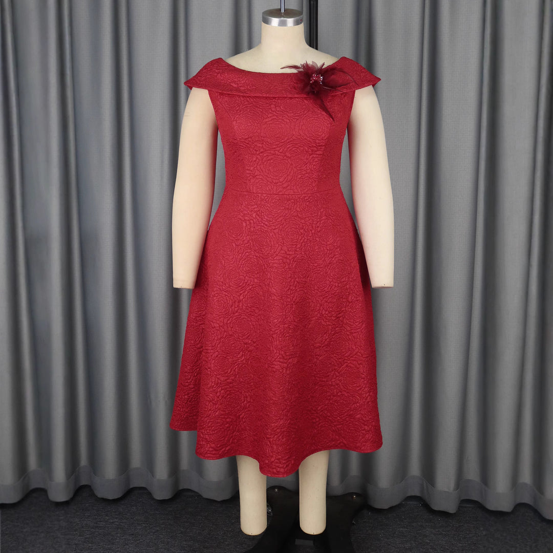 Damen A-Linien Abendkleid mit dekorativem Off-Shoulder-Ausschnitt Drune