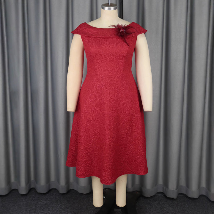 Damen A-Linien Abendkleid mit dekorativem Off-Shoulder-Ausschnitt Drune