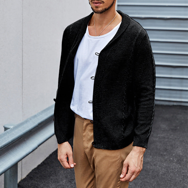 Herren lässiger Strickcardigan mit raffinierter Struktur und offenem Schnitt Drune