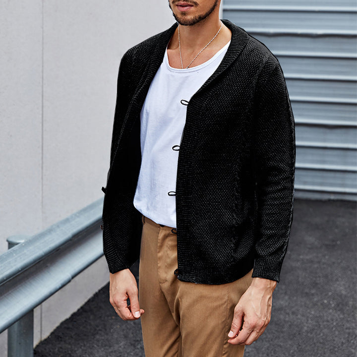 Herren lässiger Strickcardigan mit raffinierter Struktur und offenem Schnitt Drune