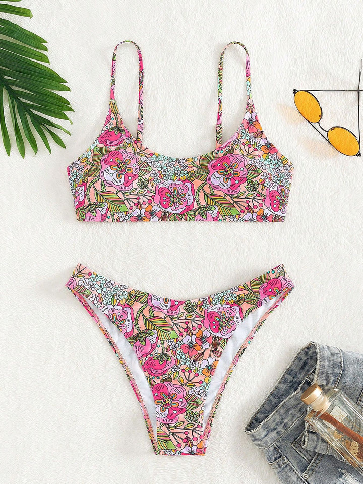 Damen Blumenmuster Bikini-Set Drune