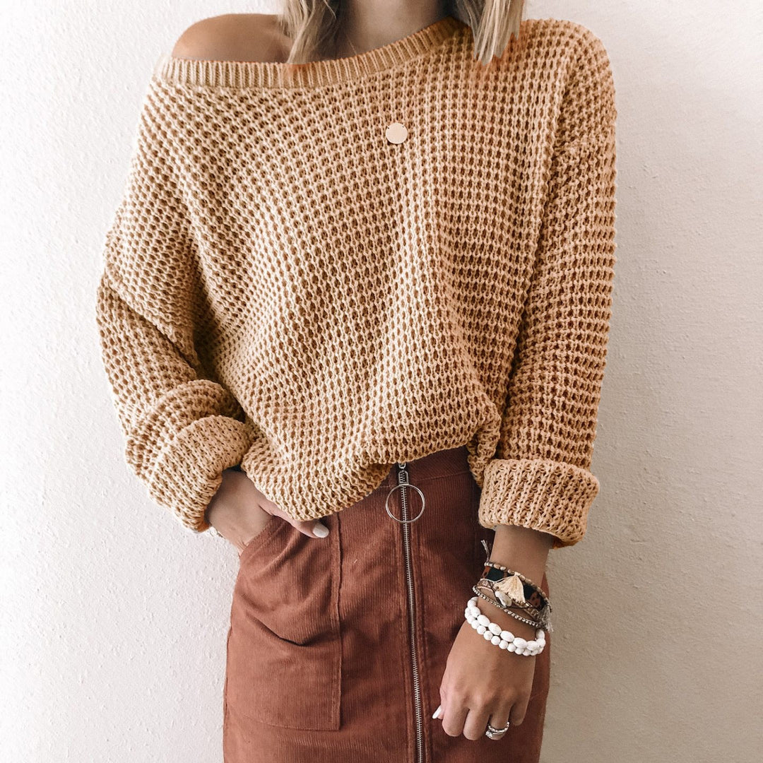 Damen lässiger Strickpullover im modernen Netzdesign Drune