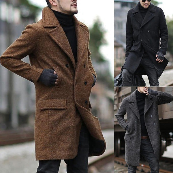 Herren eleganter doppelt geschliffener Wollmantel Drune