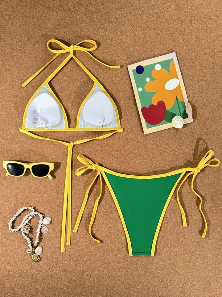 Damen Bikiniset mit verstellbaren Trägern und hohem Beinausschnitt Drune
