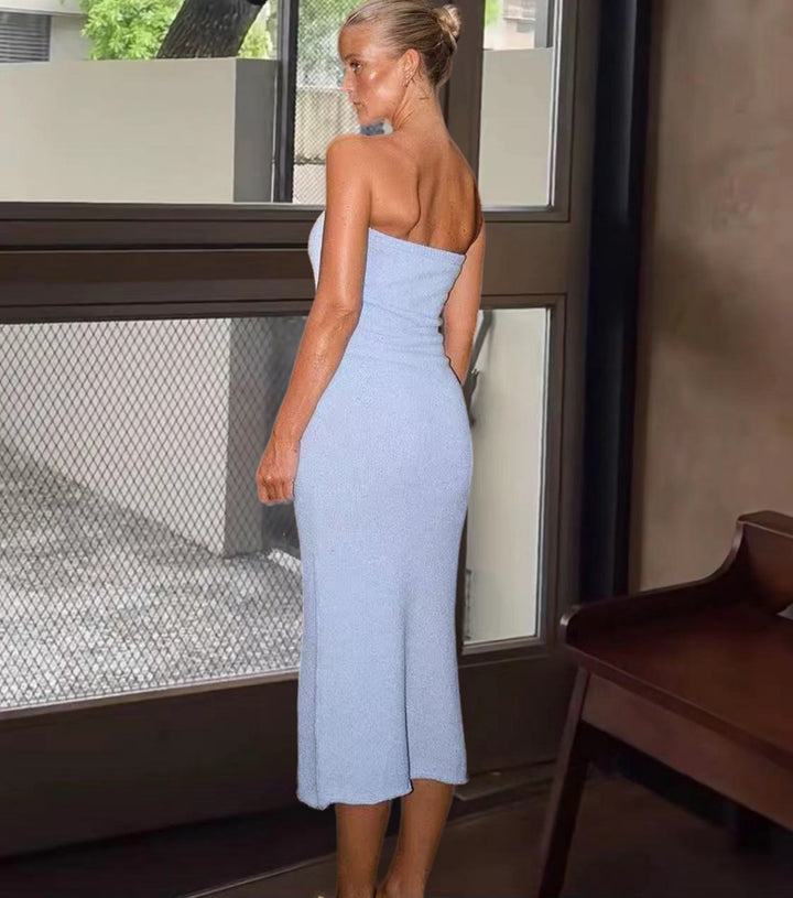 Damen Figurbetontes Wickelkleid mit tiefem Ausschnitt Drune