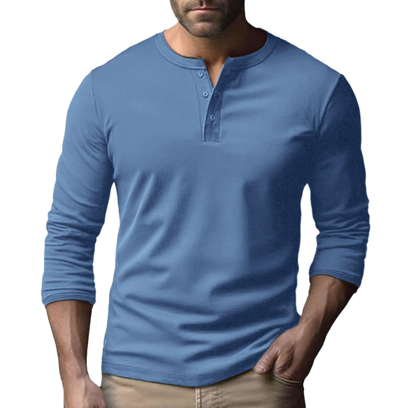 Herren Langarm-Henley-Shirt aus atmungsaktivem Baumwollmix Drune