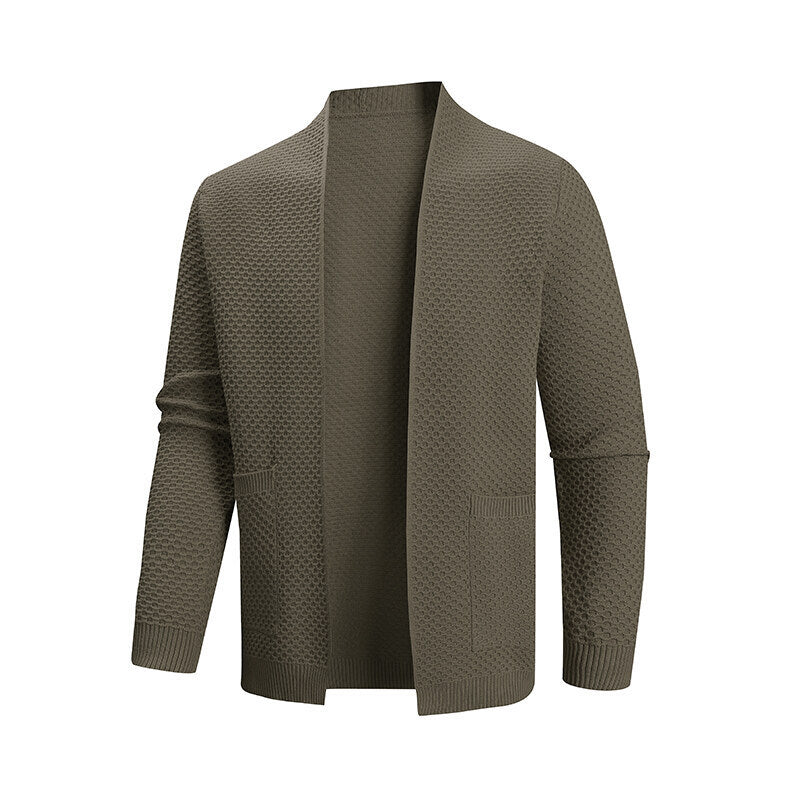 Herren Strickjacke mit offenem Kragen Drune