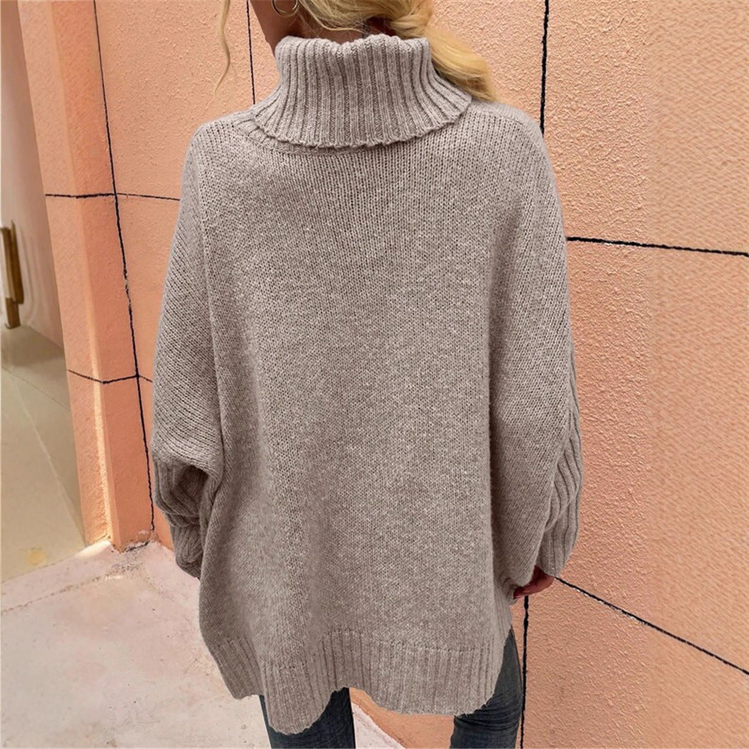 Damen Grobstrickpullover mit hohem Kragen Drune