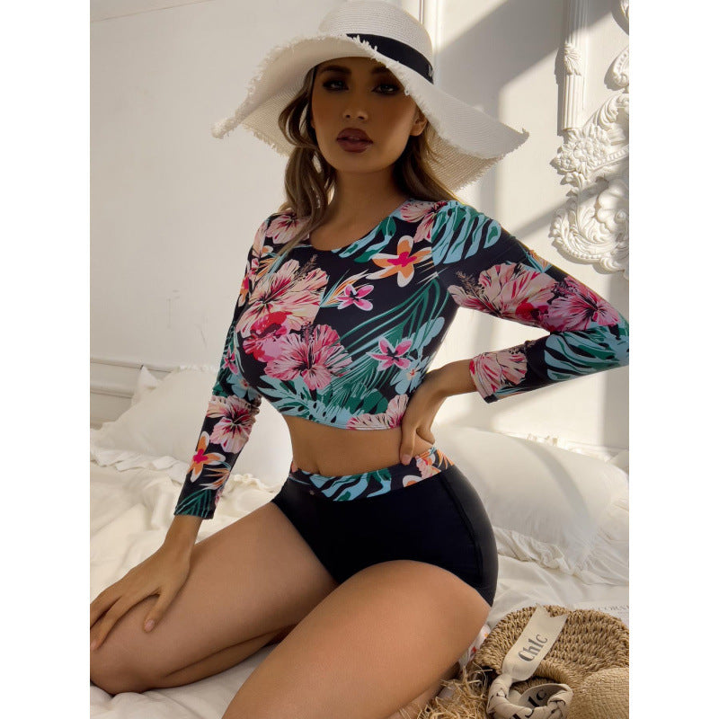 Damen Surf-Bikini-Set mit langärmeliger Oberteil und sportlichem Design Drune