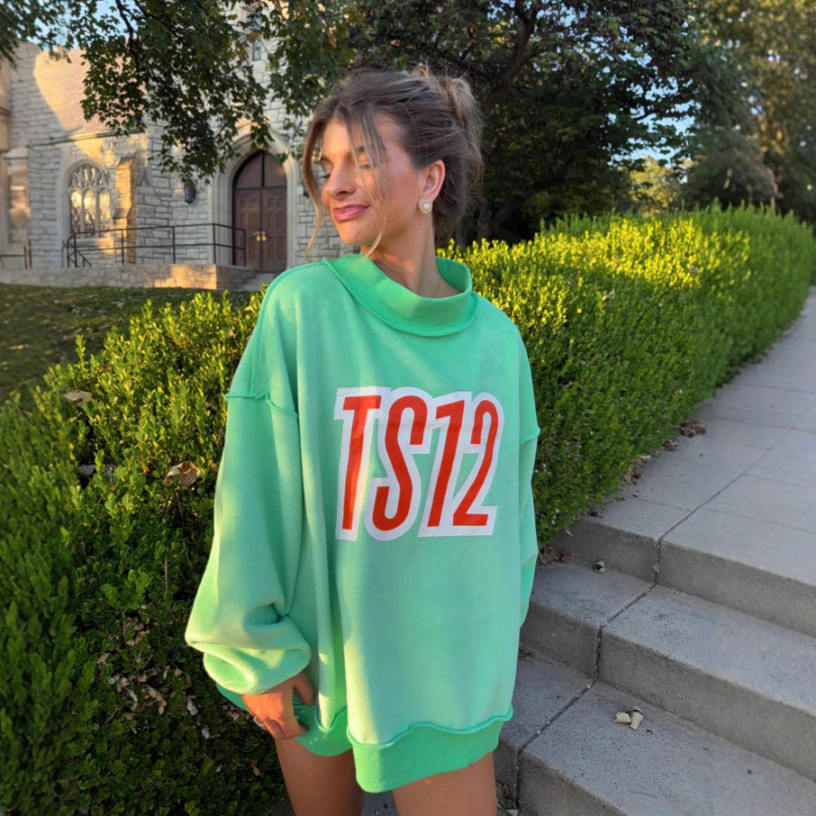 Damen Oversized Sweatshirt mit kreativem Grafikdruck Drune