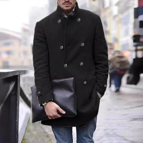 Herren eleganter Woll-Dufflecoat mit doppelter Knopfreihe und praktischen Taschen Drune