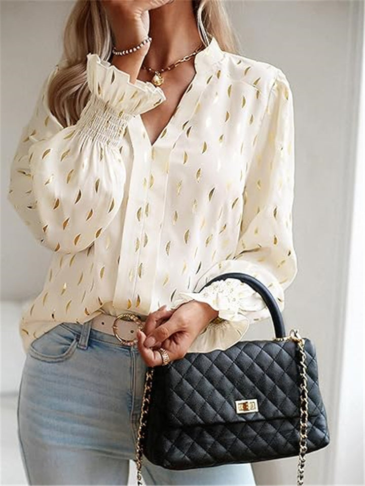 Damen elegante Bluse mit modischem Print Drune