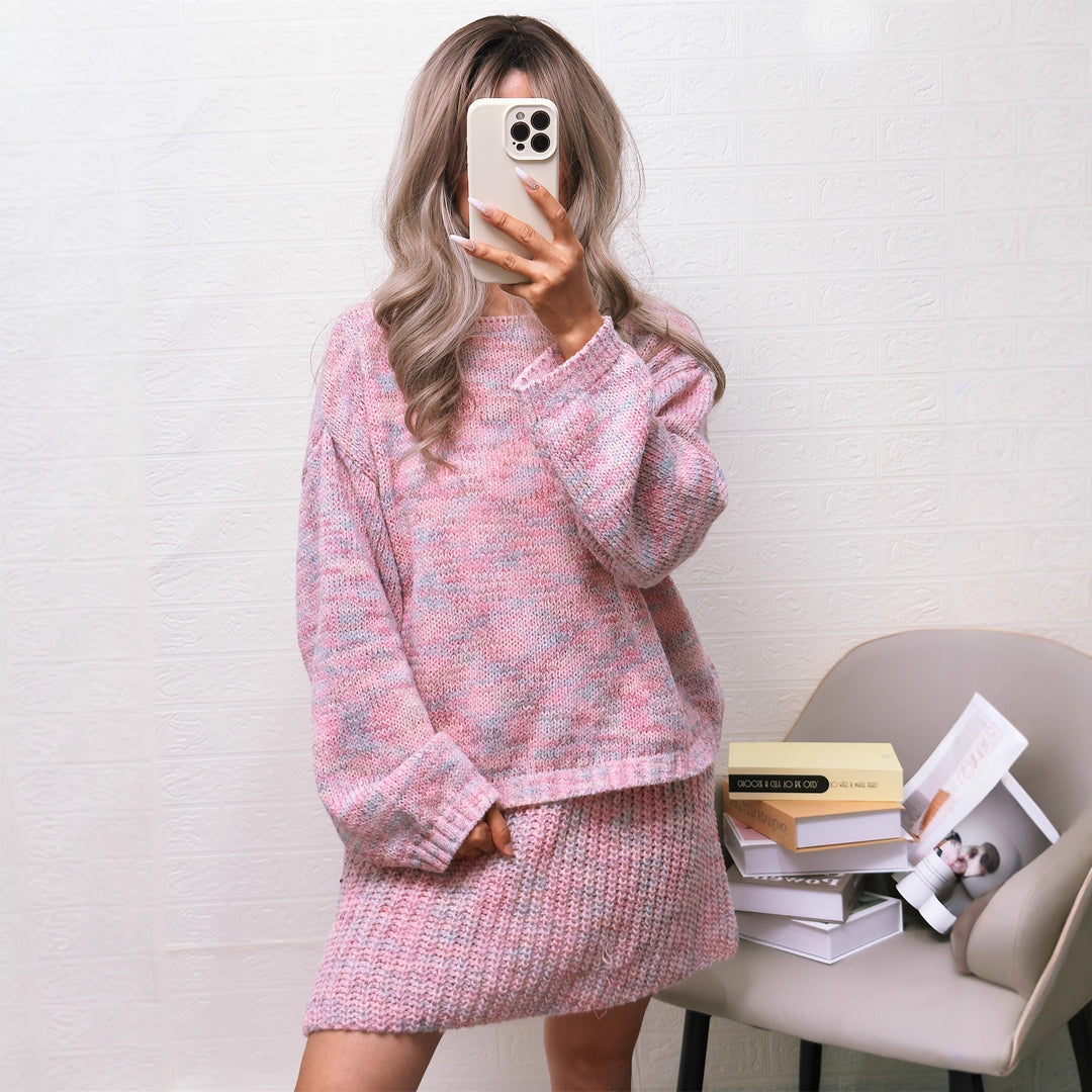 Damen lässiger Strickpullover mit modischem Schnitt und weitem Kragen Drune
